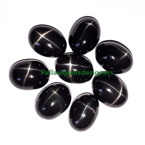 AAA+ Natural Black Star Diopside Loose Oval Calibrated Flat Back Gemstone Cabochons 6x8,7x9,8x10,9x11,10x12,10x14,12x16,13x18,15x20,16x22 MM