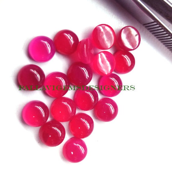 AAA Fuchsia Pink Chalcedony Round Loose Flat Back Calibrated Jewelry Cabochons 3,4,5,6,7,8,9,10,11, 12, 13, 14, 15, 16, 18, 20, 22, 24,25 mm