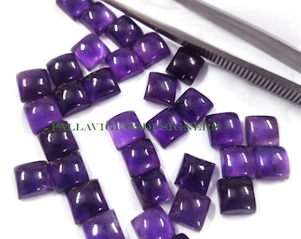 Natural Amethyst Square Loose Calibrated Jewelry Cabochons Gemstone 3,4,5, 6, 7, 8, 9, 10, 11, 12, 13, 14, 15, 16, 18, 20, 22, 24, 25 mm