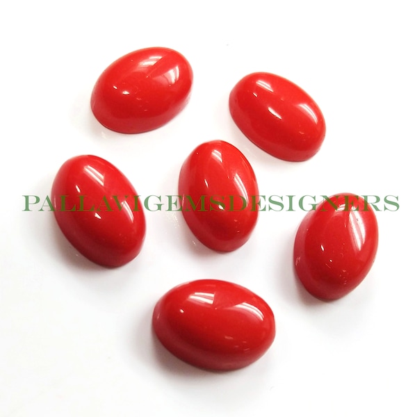 Red Coral Oval Calibrated Loose Jewelry Gemstone Cabochon 3x5,4x6,5x7,6x8,7x9,8x10, 9x11, 10x12, 10x14, 12x16, 13x18, 15x20, 16x22, 18x25 MM