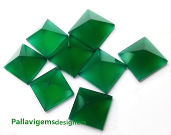 Natural Green Onyx Pyramid Gemstone, Loose Healing Chakra Pyramid Stone 6,7,8,9,10,11,12,13,14,15,16,18, 20,22,24,25mm