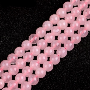 Natural Rose Quartz 6mm, 8mm, 10mm, 12mm, Rose Quartz Gemstone 15.5&quot; Full Strand Wholesale, Pink Rose Quartz Round Beads