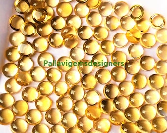 Natural Top Quality Yellow Round Citrine Calibrated Loose Jewelry Making Gemstone Cabochons Size 2, 3,4, 5, 6, 7, 8, 9, 10, mm