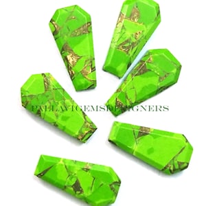 Natural Green Copper Turquoise Step Cut Coffin Shape Calibrated Flat Back Loose Chakra Faceted Gemstone 8x12,9x13,10x14,12x16,13x18,15x20mm