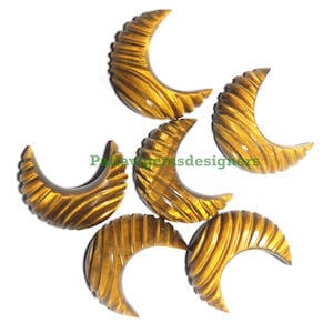 Natural Tiger Eye Crescent Half Moon Carved Loose Calibrated Gemstone  15,16,18,20,22,24,25,26,28,30,32,35 mm
