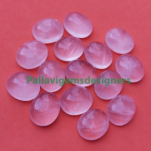 Natural Rose Quartz Oval Calibrated Loose Cabochons 3x5,4x6,5x7,6x8,7x9,8x10, 9x11, 10x12, 10x14, 12x16, 13x18, 15x20, 16x22, 18x25 MM