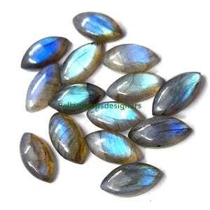 Natural Blue Fired Labradorite Marquise Loose Calibrated Jewelry Cabochons 3x6, 4x8,5x10, 6x12, 7x14, 8x16, 9x18, 10x20, 12x24, 15x30 mm