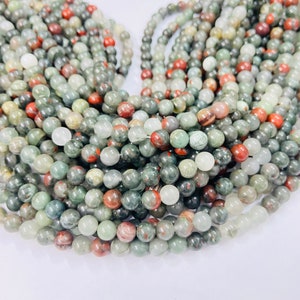 Natural African Blood Stone Smooth Round Beads Gemstone 15&quot; Strand 6mm 8mm Round Gemstones Beads