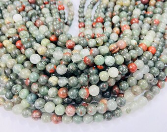 Natural African Blood Stone Smooth Round Beads Gemstone 15" Strand 6mm 8mm Round Gemstones Beads