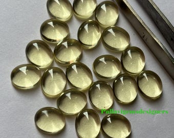 Natural Lemon Topaz / Quartz Oval Calibrated Flat Back Cabochon 3x5,4x6,5x7,6x8,7x9,8x10,9x11,10x12,10x14,12x16,13x18,15x20,16x22,18x25MM