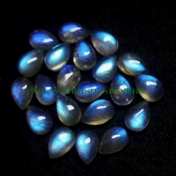 AAA Natural Blue Fire Labradorite Pear Shape Loose Jewelry Cabochons 3x5,4x6,5x7,6x9,7x10,8x12,9x13,10x14,12x16,13x18,15x20,16x22,18x25 mm