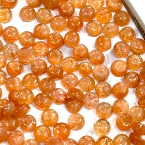 Natural Shiny Oregon Sunstone Round Calibrated Loose Jewelry Making Cabochons Size 2,3,4, 5, 6, 7, 8, 9, 10, 11, 12, mm