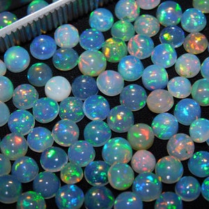 AAA Quality Natural Ethiopian Opal Loose Round Flat Back Cabochon Gemstone Calibrated Size 2,2.5,3,3.5x3,4 mm,5 mm,6 mm,7 mm,8 mm,9 mm,10 mm