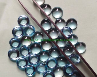 Natural Sky Blue Topaz Round Calibrated Loose Jewelry Making Gemstone Cabochons Size  2,3,4, 5, 6, 7, 8, 9, 10 mm