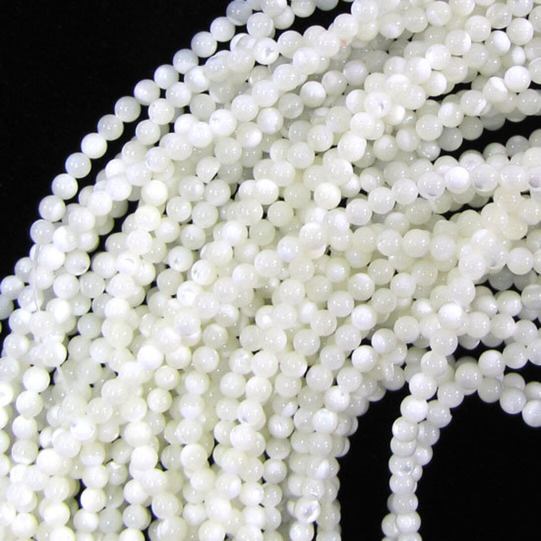 AAA Natural Mother of Pearl Beads, Natural White MOP Round Shell Beads ...