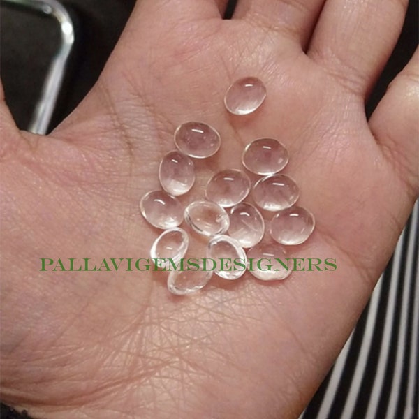 Clear Crystal Quartz Oval Calibrated Loose Cabochons 3x5,4x6,5x7,6x8,7x9,8x10, 9x11, 10x12, 10x14, 12x16, 13x18, 15x20, 16x22, 18x25 MM