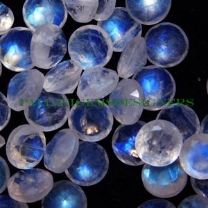 Natural Blue Fired Rainbow Moonstone Faceted Round Calibrated Loose Gemstone 2,3,4,5,6,7,8,9,10,11,12,13,14,15,16, 18, 20, 22, 24, 25, mm