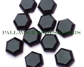 Natural Black Onyx Hexagon Shape Step Cut Faceted Calibrated Loose Jewelry Gemstone 6,7,8,9,10,11,12,13,14,15,16, 18, 20, 22, 24, 25, mm