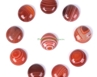Natürliche rote Achat mit einem Band versehene flache Rückseite runde lose kalibrierte Cabochons 8, 9, 10, 11, 12, 13, 14, 15, 16, 18, 20, 22, 24,25 mm