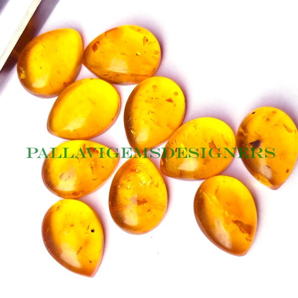 Baltic Amber Pear Loose Calibrated Jewelry Making Cabochons 3x5, 4x6, 5x7, 6x9, 7x10, 8x12, 9x13, 10x14, 12x16,13x18, 15x20 mm