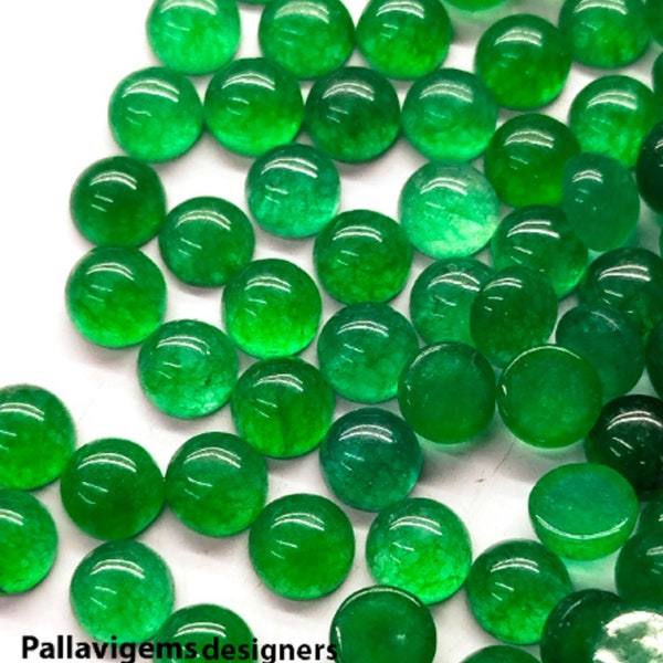 Natural Emerald Green Quartz Loose Calibrated Round Flat Back Cabochons 3,4,5,6,7,8,9,10,11, 12, 13, 14, 15, 16, 18, 20, 22, 24,25 mm