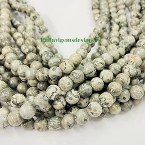 Natural Grey Jasper Round Plain Smooth  15 Inch Strand Wholesale Gemstone 6mm, 8mm, 10mm Calibrated Round Beads