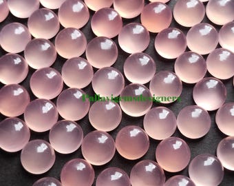 Cabochons de bijoux calédonés ronds en vrac à dos plat, calcédoine rose naturelle 3,4,5,6,7,8,9,10,11,12,13, 14, 15, 16, 18, 20, 22, 24,25 mm