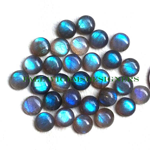 AAA Quality Natural Blue Fire Labradorite Round Cabochon Flat Back Calibrated Gemstone 2,3,4,5,6,7,8,9,10,11,12,14,15,16,18,20,22,24,25MM