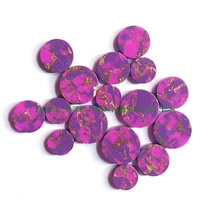 Purple Copper Turquoise Calibrated Loose Flat Round Coin/Discs Gemstone 4,5,6,7,8,9,10, 11, 12, 13, 14, 15, 16, 18, 20, 22, 24, 25 mm