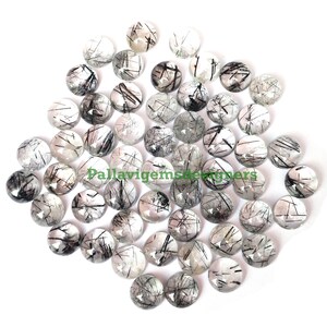 100% Natürliche Schwarze Rutil kalibriert Lose Rund Für Schmuck Design Cabochons Größe 3,4, 5, 6, 7, 8, 9, 10 mm