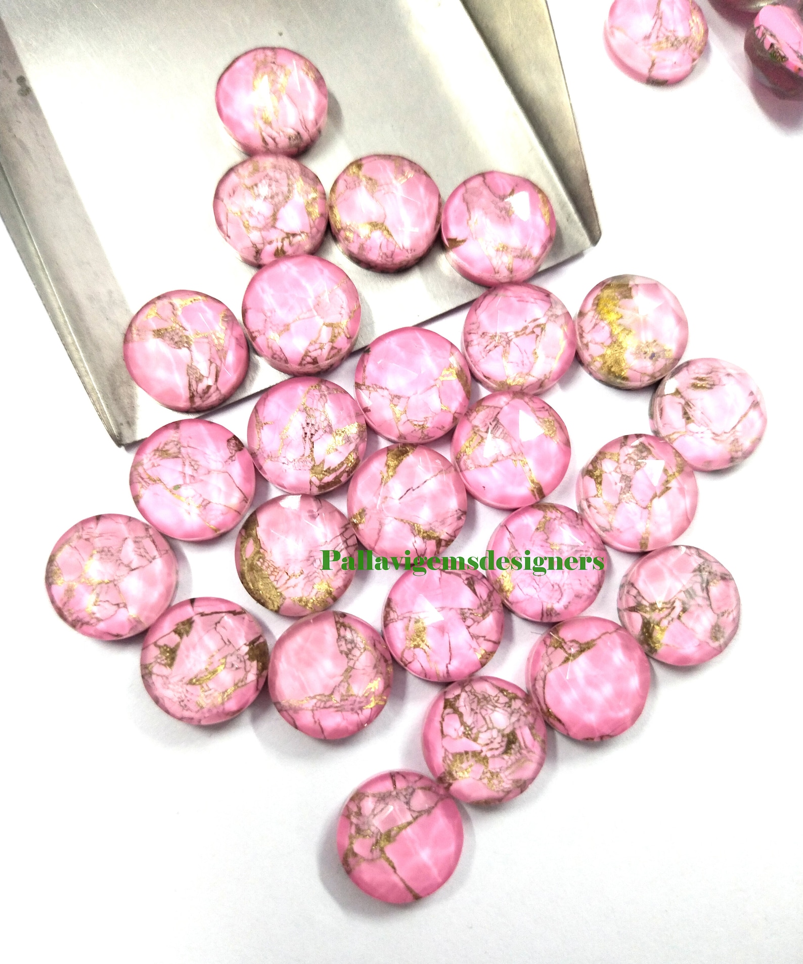 Natural Pink Copper Turquoise Rose Cut Round Crystal Cotted Doublet ...