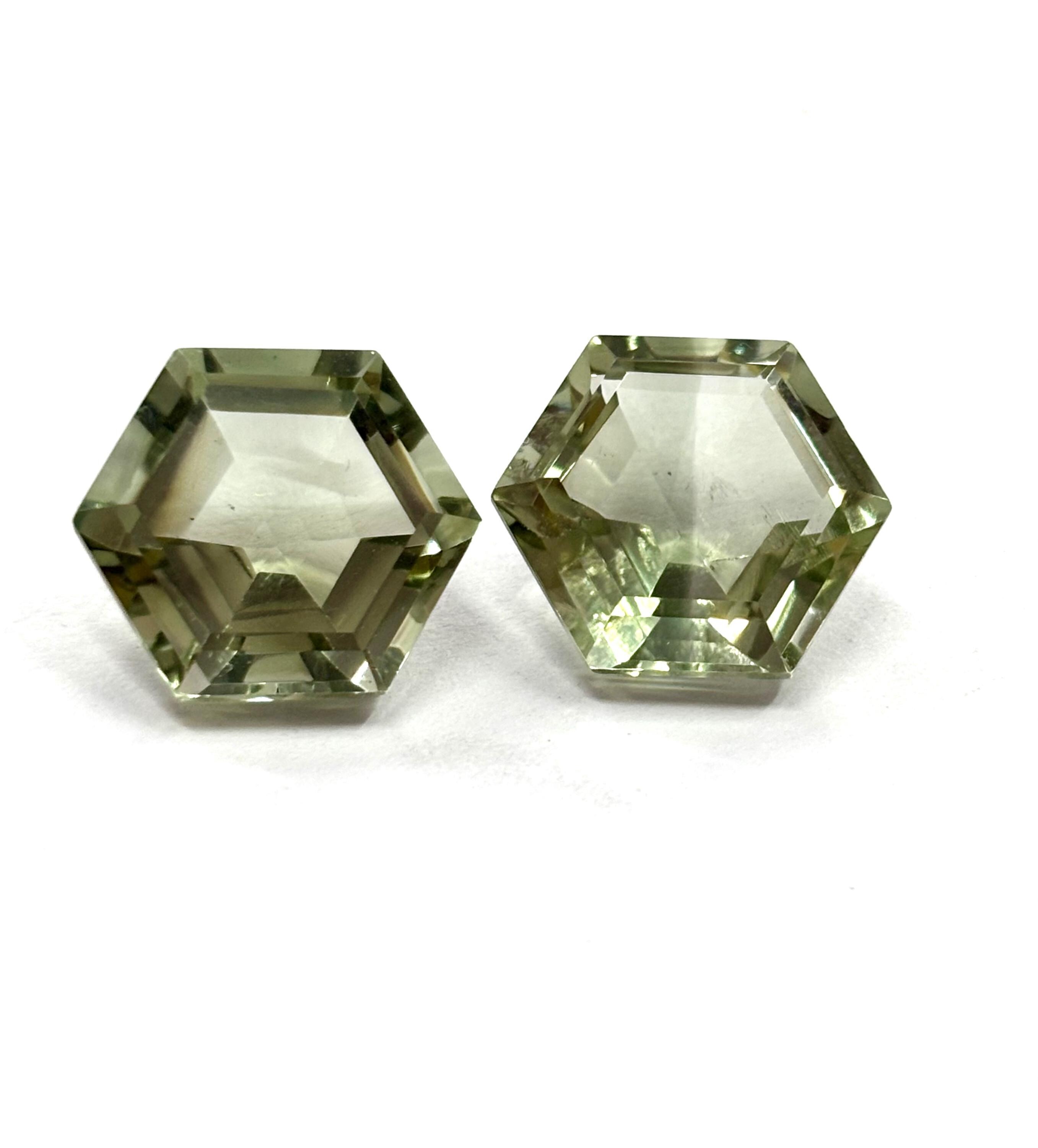 AAA Natural Green Amethyst Hexagon Faceted Calibrated Loose