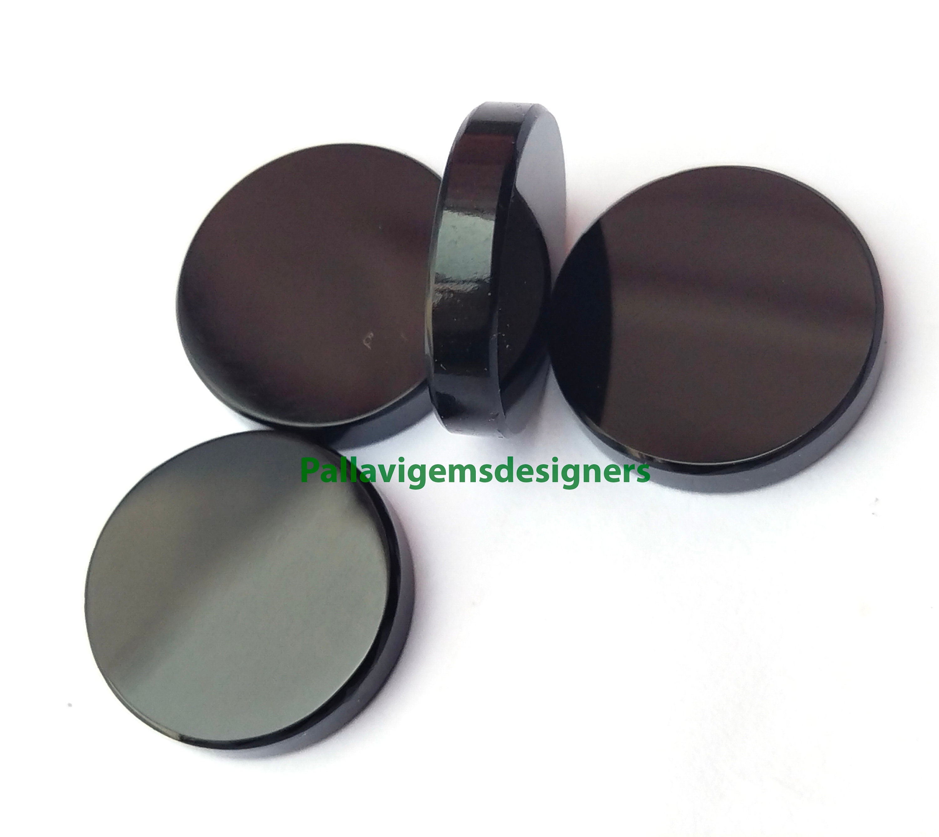 Natural Black Onyx Flat Round Coin Calibrated Loose Round Discs ...