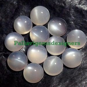 Natural White Moonstone Calibrated Round Loose Jewelry Making Cabochons Size 2,3,4,5,6,7,8,9,10,11,12,13,14,15 mm