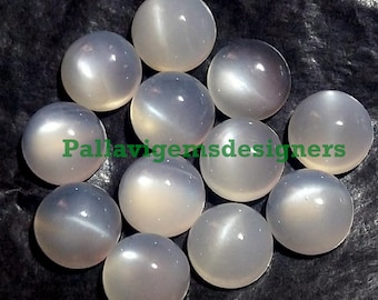 Natural White Moonstone Calibrated Round Loose Jewelry Making Cabochons Size 2,3,4,5,6,7,8,9,10,11,12,13,14,15 mm