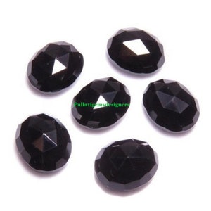 Black Onyx Oval Rose Cut Calibrated Loose Gemstone 3x5,4x6,5x7,6x8,7x9, 8x10, 9x11, 10x12, 10x14, 12x16, 13x18, 15x20, 16x22, 18x25 MM