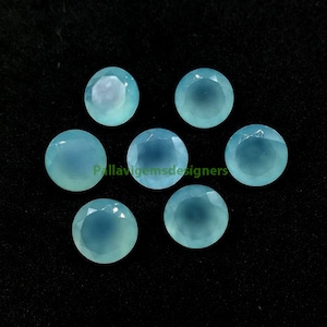 Natural Aqua Chalcedony Faceted Round Calibrated Loose Gemstone 3,4,5,6,7,8,9,10,11,12,13,14,15,16, 18, 20, 22, 24, 25, mm