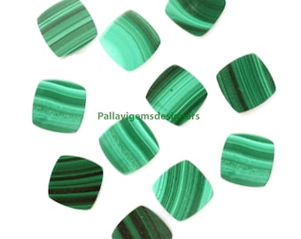 AAA Natural Malachite Both Side Flat Cushion Coins Calibrated Loose Cabochons Size 5,6,7,8,9,10,11,12 13, 14, 15, 16, 18, 20, 22, 24, 25, mm