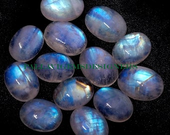 AAA Blue Fire Rainbow Moonstone Calibrated Loose Oval Cabochons 3x5,4x6,5x7,6x8,7x9,8x10,9x11,10x12,10x14,12x16,13x18,15x20, 16x22, 18x25 MM