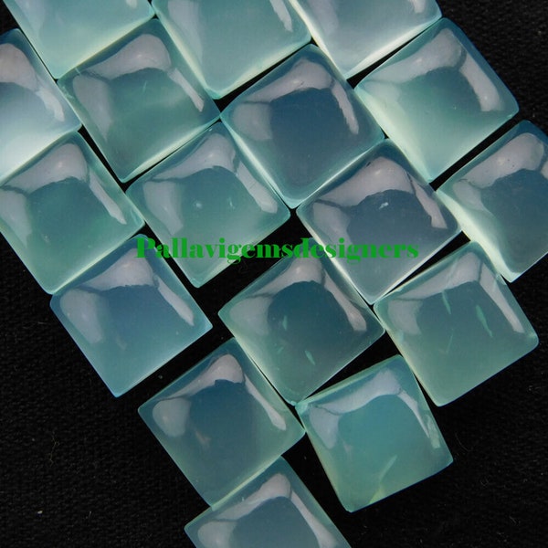 Aqua Blue Chalcedony Loose Calibrated Gemstone Square Cabochons 3,4 5 6 7 8 9 10 11 12 13 14 15 16 18 20 22 24 25 mm