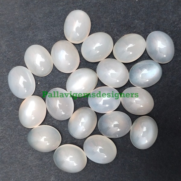 AAA White Moonstone Loose Oval Calibrated Cabochons 3x5,4x6,5x7, 6x8, 7x9, 8x10, 9x11, 10x12, 10x14, 12x16, 13x18, 15x20, 16x22, 18x25 MM