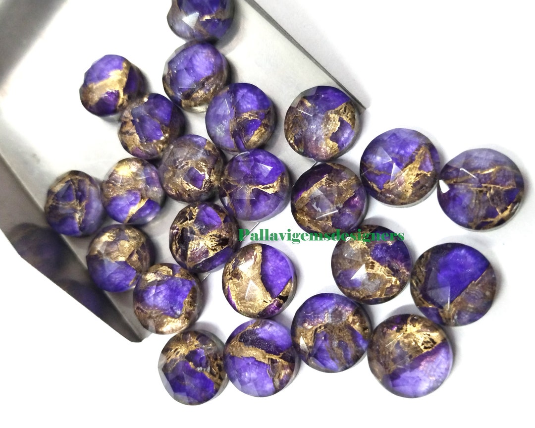 Amethyst Copper Turquoise Crystal Cotted Doublet Rose Cut Round ...