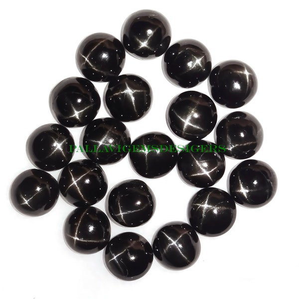 Natural Black Star Diopside Calibrated Round Loose Jewelry Making Cabochons Size 5, 6, 7, 8, 9, 10, 11, 12 mm