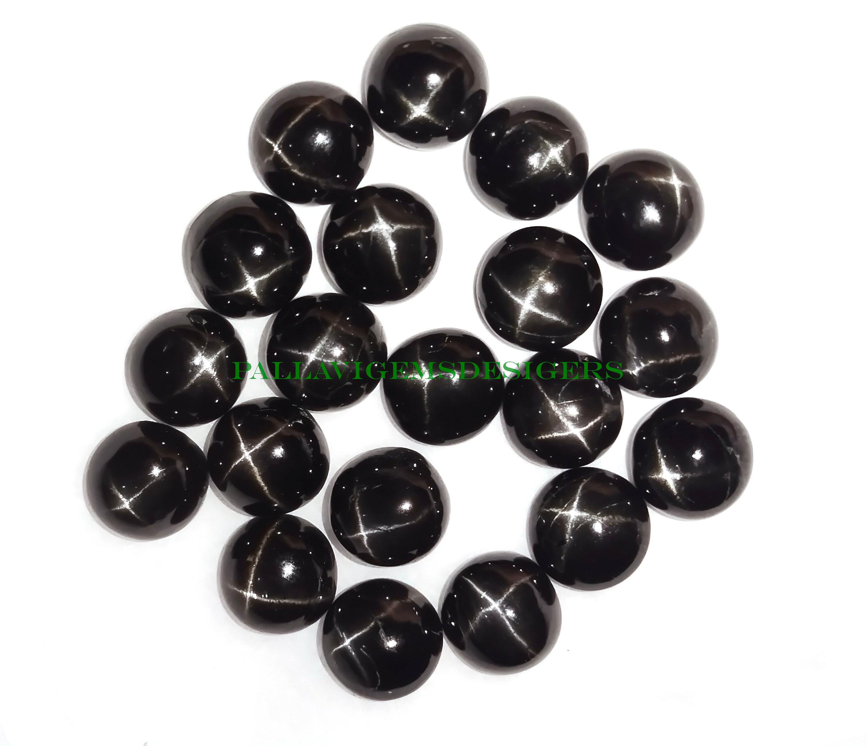 Natürliche schwarze Stern Diopsid kalibrierte runde lose Schmuckherstellung Cabochons Größe 5, 6, 7, 8, 9, 10, 11, 12 mm