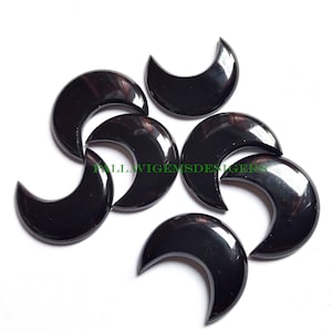 Natural Black Onyx  Moon Shape Loose Calibrated Jewelry Crescent Half Moon Cabochon 8,9,10,11,12,13,14,15,16,17,18,19,20,21,22,23,24,25,30MM
