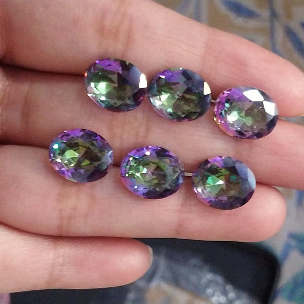 Mystic Topaz Faceted Oval Calibrated Loose Gemstone 5x7, 6x8, 7x9, 8x10, 9x11, 10x12, 10x14, 12x16 MM