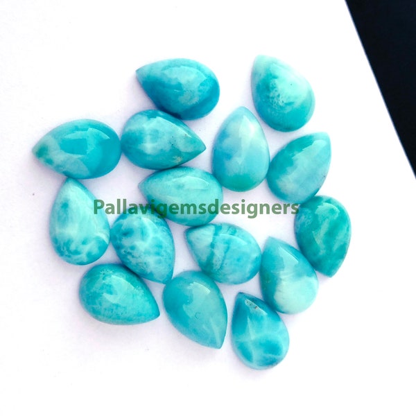 Natural Larimar Pear Cabochons Loose Calibrated Flat Back Gemstone 3x5, 4x6, 5x7, 6x9, 7x10, 8x12, 9x13, 10x14, 12x16,13x18, 15x20 mm