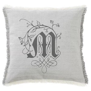 Funda de cojín de algodón/poliéster con flecos, letra medieval decorada (cualquier letra disponible), 50 cm x 50 cm