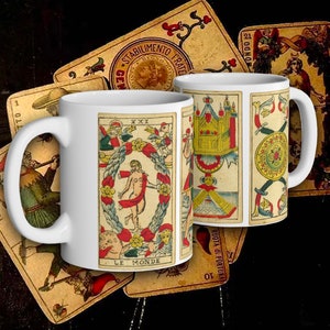 Tarot - 19ème siècle Français Cartes Arcanes Majeurs Monde / Fou / As de Coupe / As de Pentacles - Europe