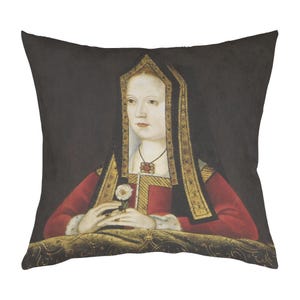 Elizabeth of York Portrait 40cm x 40cm Faux Leather Cushion Cover